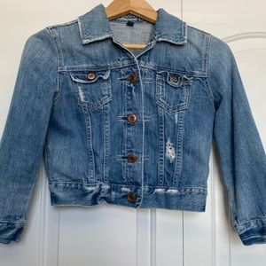 AE cropped distressed jean jacket